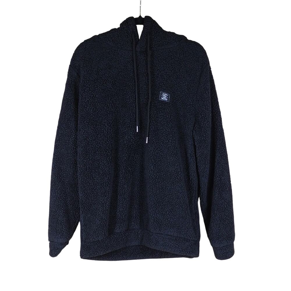 Black Fleece Hoodie Women’s Size L Pullover Sweatshirt Cozy Winter Casual Warm